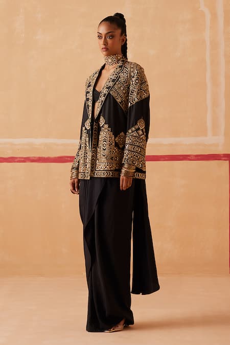 Buy Black Shakti Jacket & Pant Set by Designer SUREENA CHOWDHRI Online at
