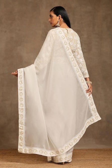 Wazir C Organza Saree With Kashmiri Tilla Embroidered Blouse 