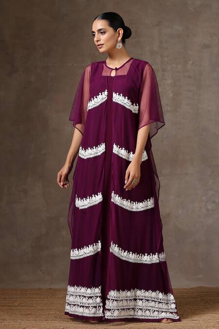 Wazir C Kashmiri Embroidered Kaftan With Dress 