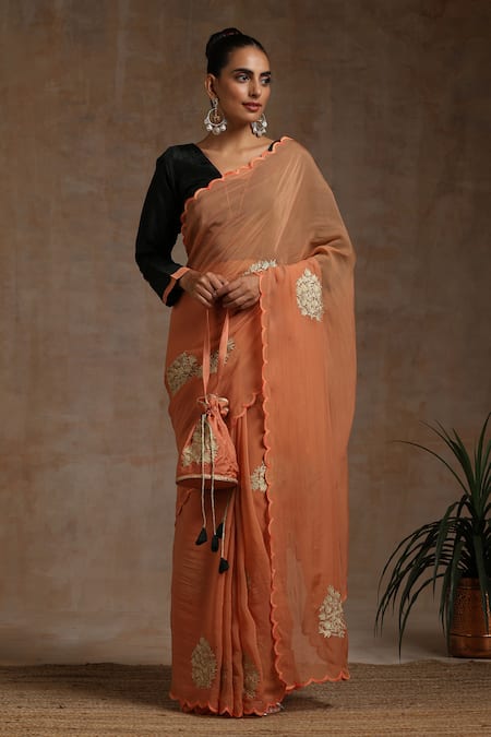 Wazir C Kashmiri Embroidered Saree With Blouse 