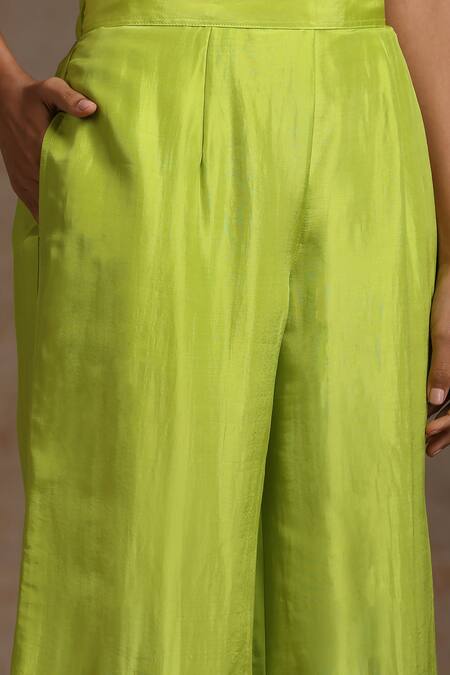 Wazir C_Wine Silk, Cotton Embroidery V-neck Placement Kashmiri Work Kaftan With Pant_Online_at_Aza_Fashions