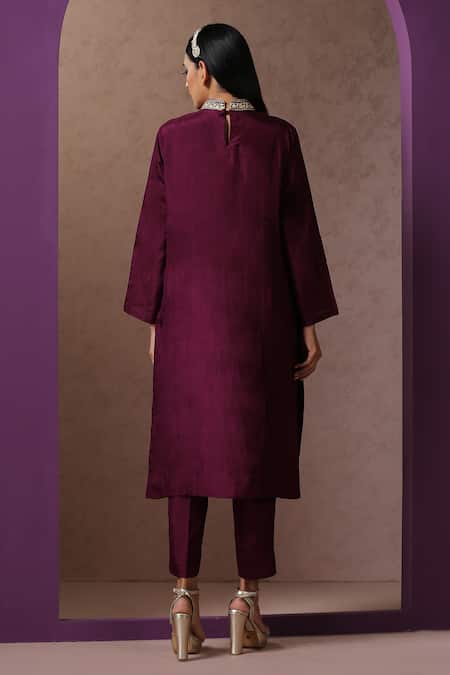 Wazir C Silk Yoke Embroidered Kurta & Pant Set 