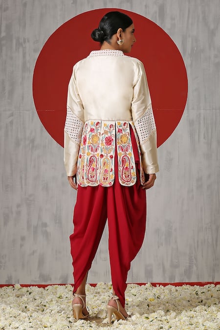 Wazir C Kashmiri Aari Embroidered Jacket & Tulip Pant Set 