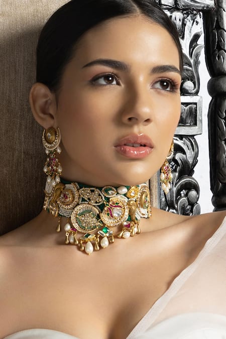 Joules By Radhika Multi Color Pearls Embellished Choker Set Online at Aza Fashions Joules By Radhika_Multi Color Pearls Embellished Choker Set_Online_at_Aza_Fashions