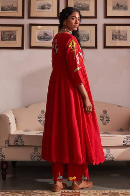 Label Earthen Gul Ashaefi Embroidered Anarkali & Pant Set 