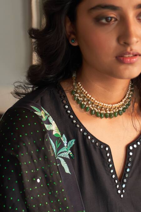 Shop Label Earthen Black Cotton, Maheshwari, Chiffon Embroidery, Raat Ki Rani Anarkali Set Online at Aza Fashions Shop_Label Earthen_Black Cotton, Maheshwari, Chiffon Embroidery, Raat Ki Rani Anarkali Set _Online_at_Aza_Fashions