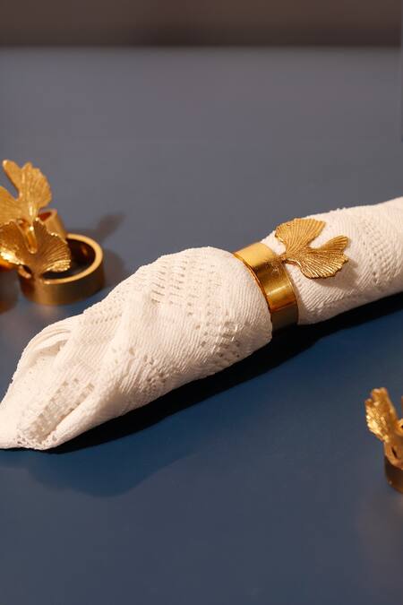 Buy Elysian Home Gold Brass Crown Napkin Rings Set Of 6 Online at Aza Fashions Buy_Elysian Home_Gold Brass Crown Napkin Rings Set Of 6_Online_at_Aza_Fashions