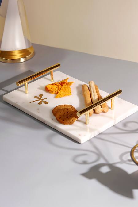 Elysian Home_White Marble Dragonfly Tray _Online_at_Aza_Fashions