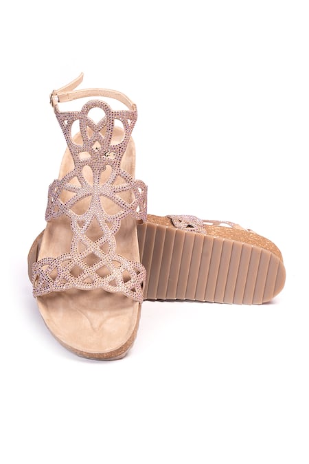 Stilista Luxe Celestia Stone Embellished Cutwork Flats 