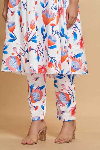 Buy Gulabo By Abu Sandeep White Cotton Satin Floral Flower Print Pant Online at Aza Fashions Buy_Gulabo By Abu Sandeep_White Cotton Satin Floral Flower Print Pant _Online_at_Aza_Fashions