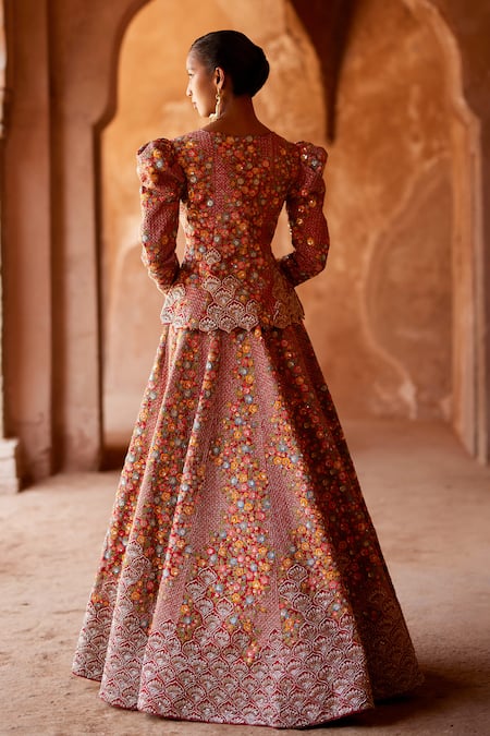 Mrunalini Rao Maahi Floral Embroidered Jacket & Lehenga Set 
