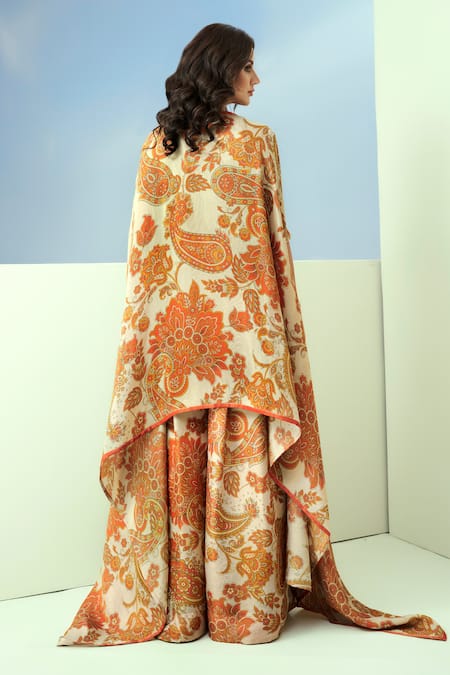 Buy_Taavare_Off White Tissue, Organza Sequins, Embroidery Paisley Print Crop Top And Pant Set _Online_at_Aza_Fashions