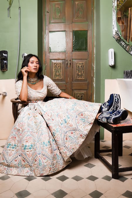 Tiesta Blue Sequins, Beads Embroidered Sneaker Wedges Online at Aza Fashions Tiesta_Blue Sequins, Beads Embroidered Sneaker Wedges _Online_at_Aza_Fashions