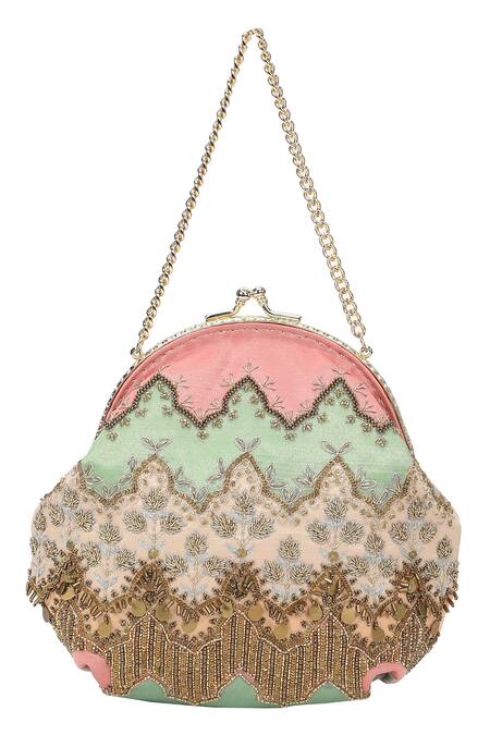 The Leather Garden Multi Color Flower Ajmer Embroidered Potli Bag Online at Aza Fashions The Leather Garden_Multi Color Flower Ajmer Embroidered Potli Bag _Online_at_Aza_Fashions