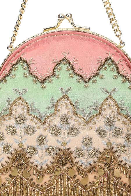 The Leather Garden Multi Color Flower Ajmer Embroidered Potli Bag at Aza Fashions The Leather Garden_Multi Color Flower Ajmer Embroidered Potli Bag _at_Aza_Fashions