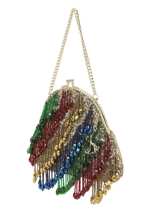 Buy The Leather Garden Multi Color Metallic Thread, Tassels Jodhpur Embroidered Potli Bag Online at Aza Fashions Buy_The Leather Garden_Multi Color Metallic Thread, Tassels Jodhpur Embroidered Potli Bag _Online_at_Aza_Fashions