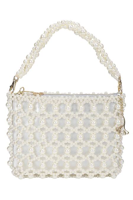 The Leather Garden Ivory Beads Jaisalmer Pearl Embroidered Crossbody Bag With Pouch - 4 Pcs Online at Aza Fashions The Leather Garden_Ivory Beads Jaisalmer Pearl Embroidered Crossbody Bag With Pouch - 4 Pcs _Online_at_Aza_Fashions