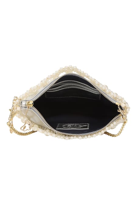 Buy The Leather Garden Ivory Beads Jaisalmer Pearl Embroidered Crossbody Bag With Pouch - 4 Pcs Buy_The Leather Garden_Ivory Beads Jaisalmer Pearl Embroidered Crossbody Bag With Pouch - 4 Pcs