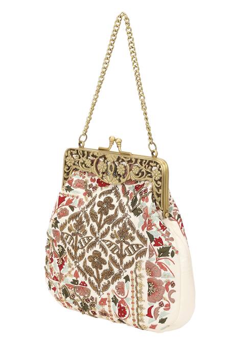 Shop_The Leather Garden_Multi Color Dabka Kota Embroidered Potli Bag _Online_at_Aza_Fashions