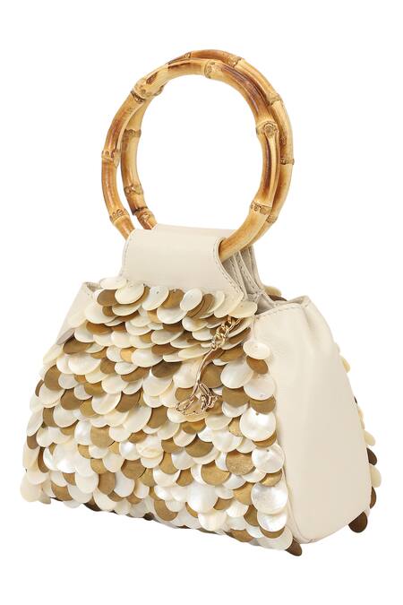 Shop The Leather Garden Ivory Pearl Shells Udaipur Embroidered Potli Bag Online at Aza Fashions Shop_The Leather Garden_Ivory Pearl Shells Udaipur Embroidered Potli Bag _Online_at_Aza_Fashions