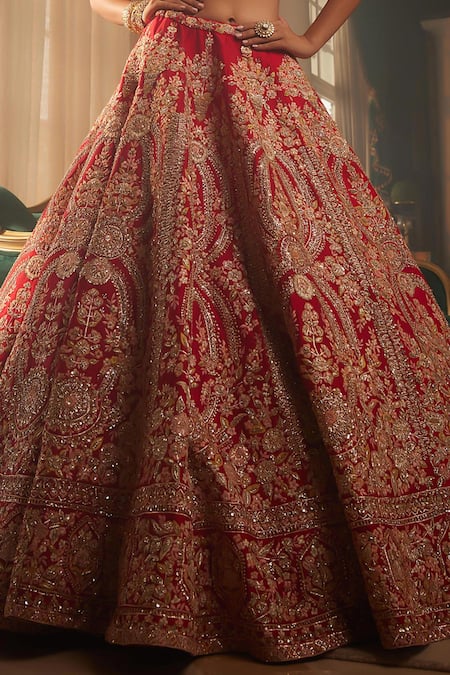 Buy Kalighata Red Silk Sequins, Beads, Embroidery Sweetheart Alluring Raw Bridal Lehenga Set Online at Aza Fashions Buy_Kalighata_Red Silk Sequins, Beads, Embroidery Sweetheart Alluring Raw Bridal Lehenga Set _Online_at_Aza_Fashions