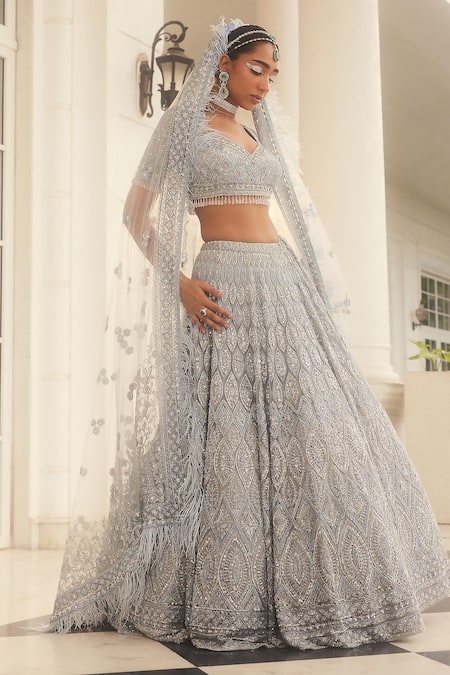 Buy Grey Readymade Designer Georgette Wedding Wear Lehenga Choli | Wedding  Lehenga Choli