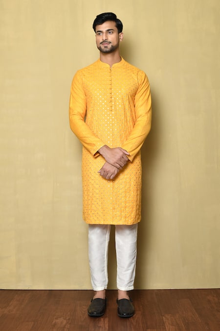 Arihant Rai Sinha Mirror Embroidered Mandarin Collar Kurta 