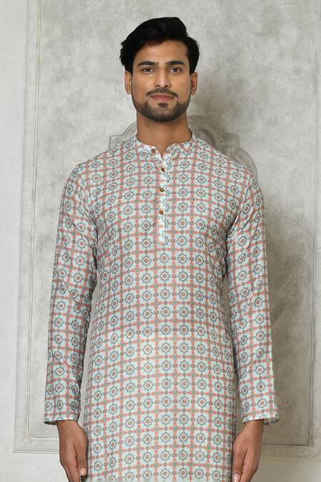 Buy_Arihant Rai Sinha_Multi Color Cotton Silk Printed Mandala Floral Short Kurta_Online_at_Aza_Fashions