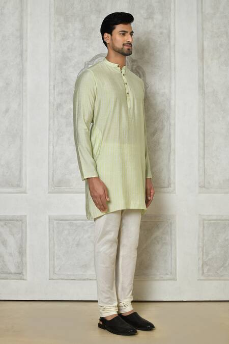 Buy_Arihant Rai Sinha_Cream Cotton Silk Printed Geometric Short Kurta_Online_at_Aza_Fashions