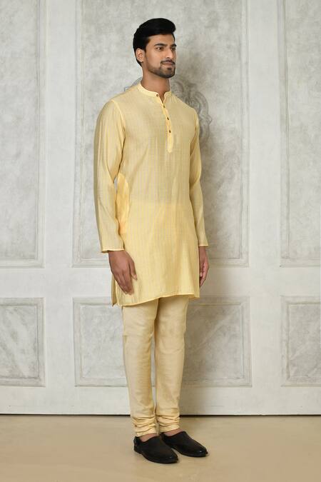 Buy_Arihant Rai Sinha_Beige Cotton Silk Printed Geometric Short Kurta_Online_at_Aza_Fashions