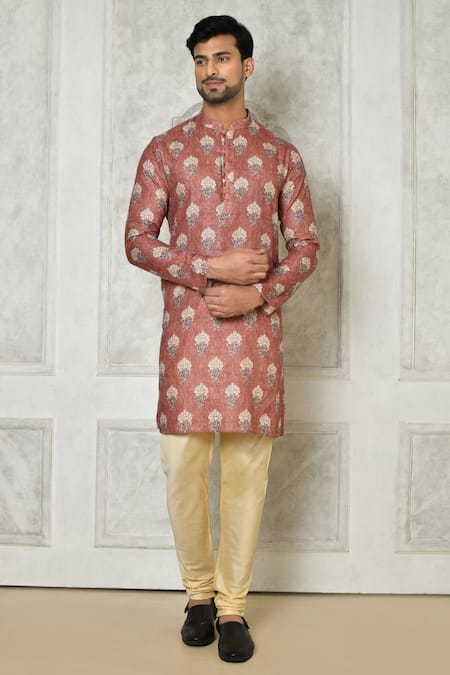 Arihant Rai Sinha Floral Print Cotton Silk Short Kurta 