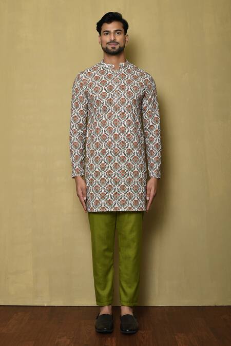 Arihant Rai Sinha_Multi Color Georgette Embroidery Vintage Print And Kurta_Online_at_Aza_Fashions