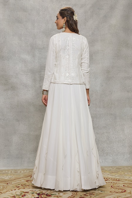 Aariyana Couture Mirror Embroidered Gown With Jacket 