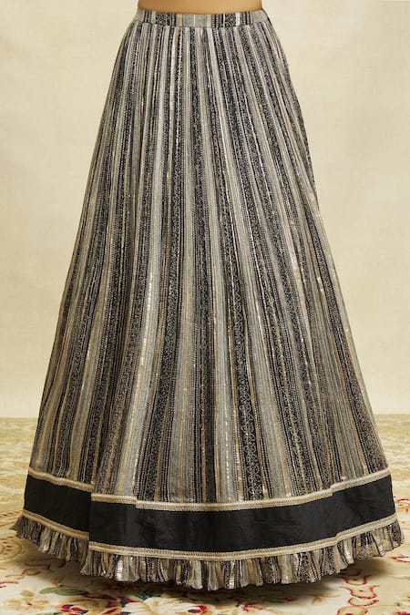 Buy Aariyana Couture Black Silk, Net, Georgette Embroidery, Sequins Color Blocked Lehenga Set Online at Aza Fashions Buy_Aariyana Couture_Black Silk, Net, Georgette Embroidery, Sequins Color Blocked Lehenga Set _Online_at_Aza_Fashions