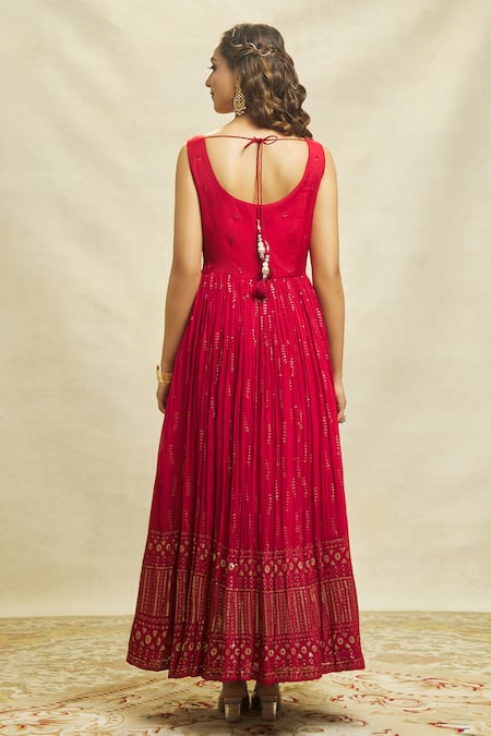 Aariyana Couture Maroon Georgette, Net Embroidery Asymmetric Sleeveless Anarkali With Dupatta Online at Aza Fashions Aariyana Couture_Maroon Georgette, Net Embroidery Asymmetric Sleeveless Anarkali With Dupatta _Online_at_Aza_Fashions