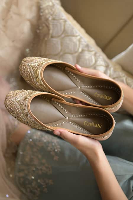 Coral Haze Noor Hand Embroidered Juttis