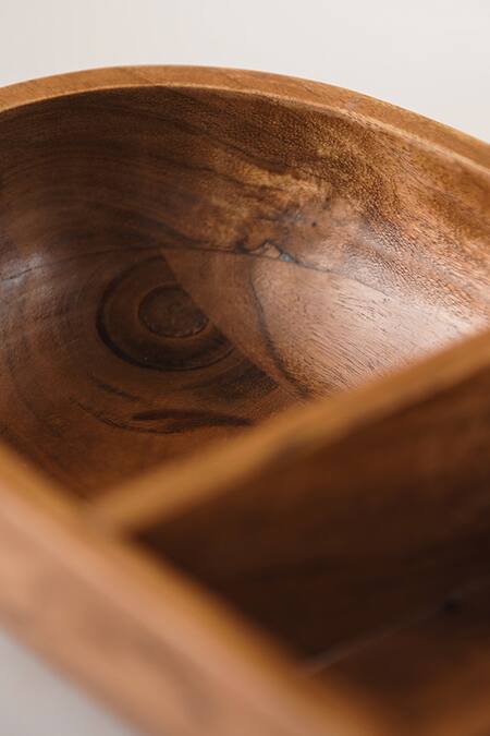Shop S. G. Home Brown Wood Mango 3 Section Bowl at Aza Fashions Shop_S. G. Home_Brown Wood Mango 3 Section Bowl_at_Aza_Fashions