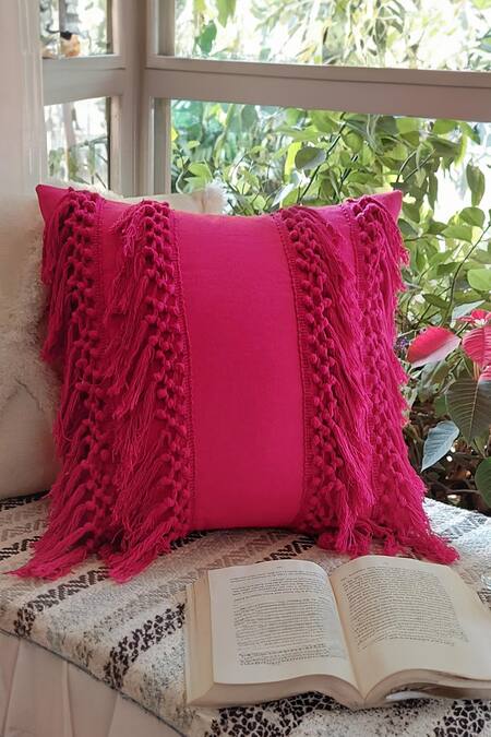 Pink 2024 tassel cushion