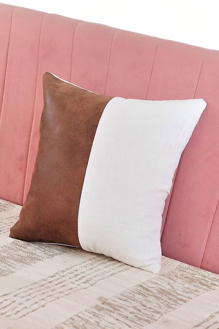 Throwpillow Brown Cotton Colorblock Cushion Cover