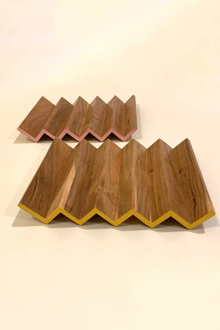 Shop_Tessera_Acacia Wood Zig Zag Tray Set Of 2_Online_at_Aza_Fashions