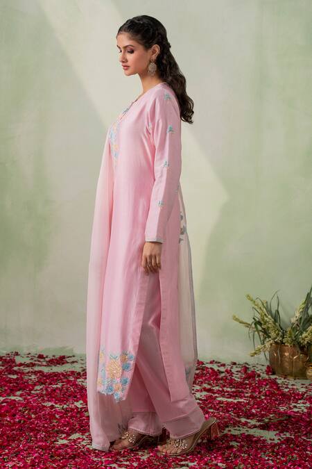 Buy Varun Chhabra Pink Chanderi Silk, Cotton, Organza Cut Work, Sequins, Patch Kurta Set Online at Aza Fashions Buy_Varun Chhabra_Pink Chanderi Silk, Cotton, Organza Cut Work, Sequins, Patch Kurta Set_Online_at_Aza_Fashions