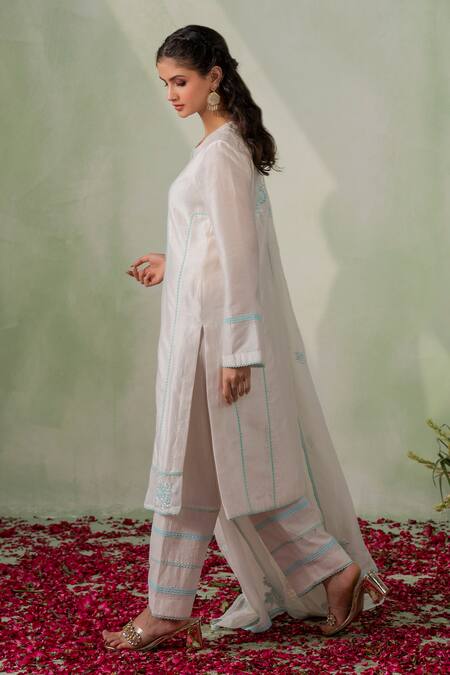 Buy Varun Chhabra Ivory Kurta And Pant Cambric Cotton Lined With Mul Floral Pattern Pakistani Set Online at Aza Fashions Buy_Varun Chhabra_Ivory Kurta And Pant Cambric Cotton Lined With Mul Floral Pattern Pakistani Set_Online_at_Aza_Fashions