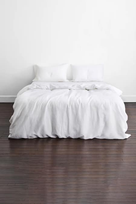 Thread Connect Natural Linen Duvet Cover Bedsheet Set 