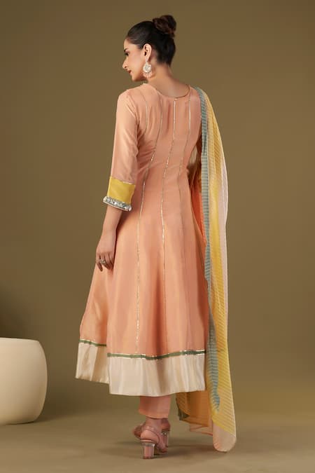 Affroz Cowrie Shells Embroidered Anarkali Pant Set 