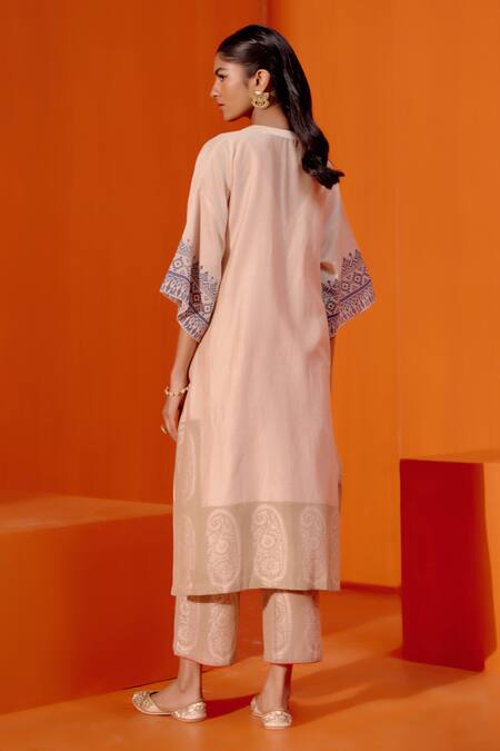 Devnaagri Paisley Block Print Kaftan & Palazzo Set 