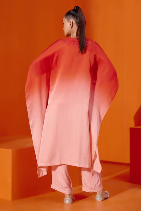 Devnaagri Ombre Mirror Work Kaftan & Palazzo Set 