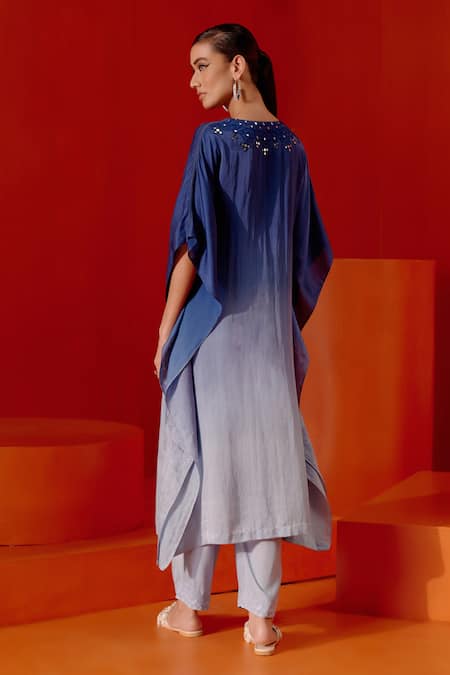 Devnaagri Mirror Work Ombre Kaftan & Palazzo Set 