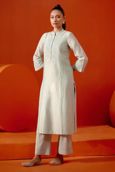 Buy Devnaagri Blue , Cotton, Wool, Organza Patra And Dori Work Kurta Palazzo Set Online at Aza Fashions Buy_Devnaagri_Blue , Cotton, Wool, Organza Patra And Dori Work Kurta Palazzo Set _Online_at_Aza_Fashions