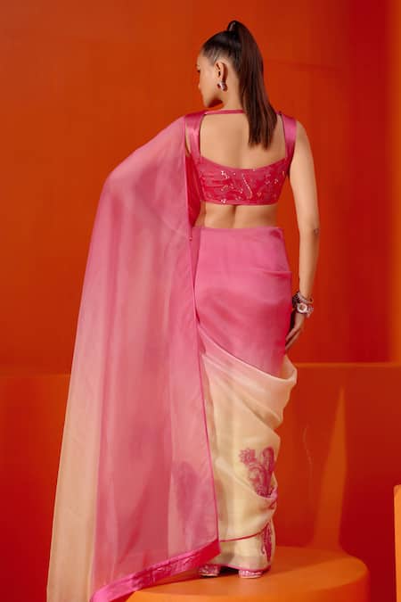 Devnaagri Ombre Embroidered Saree With Blouse 