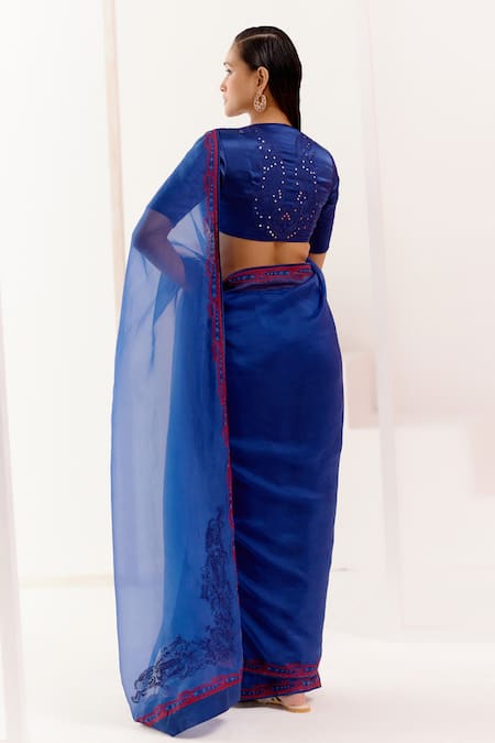 Devnaagri Dori Embroidered Border Saree With Blouse 